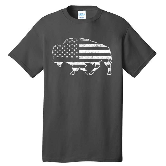 American Bison Gray Style Vintage Flag Tall T-Shirt