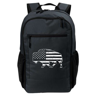 American Bison Gray Style Vintage Flag Backpack