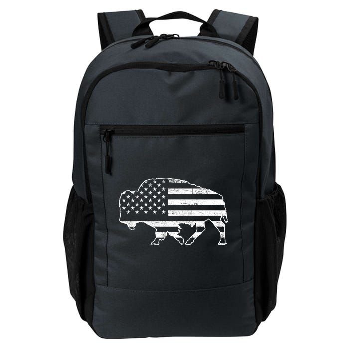 American Bison Gray Style Vintage Flag Backpack