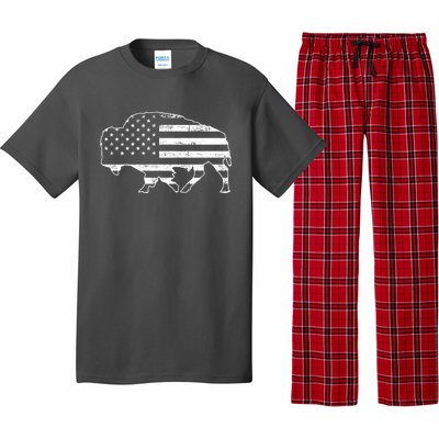 American Bison Gray Style Vintage Flag Pajama Set