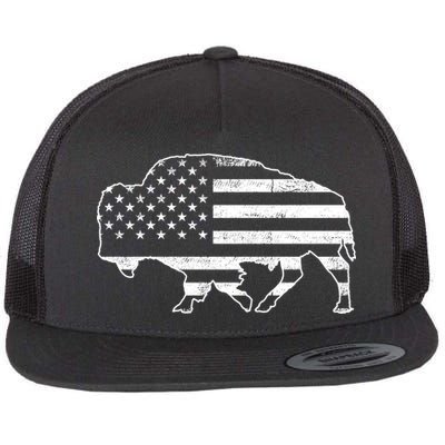 American Bison Gray Style Vintage Flag Flatbill Hat