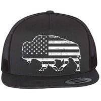 American Bison Gray Style Vintage Flag Flatbill Hat