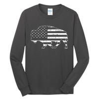 American Bison Gray Style Vintage Flag Tall Long Sleeve T-Shirt