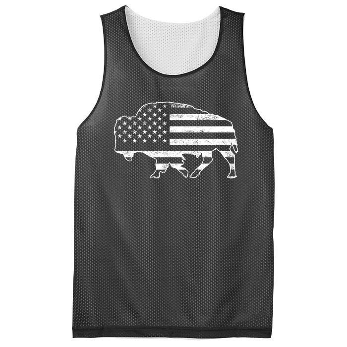 American Bison Gray Style Vintage Flag Mesh Reversible Basketball Jersey Tank