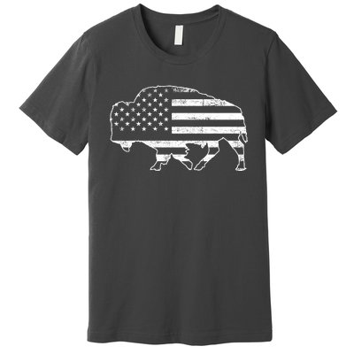 American Bison Gray Style Vintage Flag Premium T-Shirt