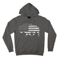 American Bison Gray Style Vintage Flag Tall Hoodie