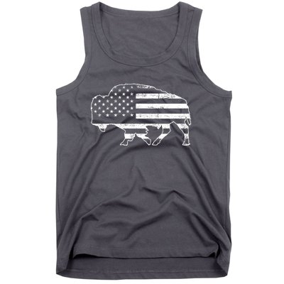 American Bison Gray Style Vintage Flag Tank Top