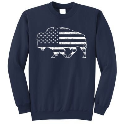 American Bison Gray Style Vintage Flag Sweatshirt