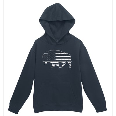 American Bison Gray Style Vintage Flag Urban Pullover Hoodie