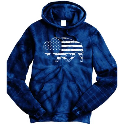 American Bison Gray Style Vintage Flag Tie Dye Hoodie