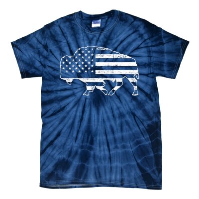 American Bison Gray Style Vintage Flag Tie-Dye T-Shirt