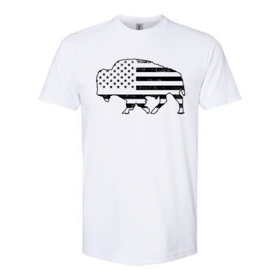 American Bison Gray Style Vintage Flag Softstyle CVC T-Shirt