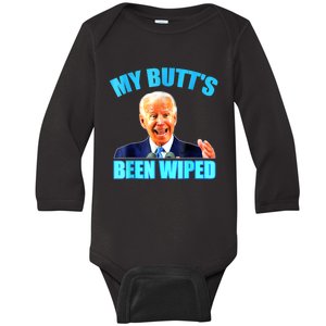 Anti Biden Gaffe My Butts Been Wiped Support Trump Election Baby Long Sleeve Bodysuit