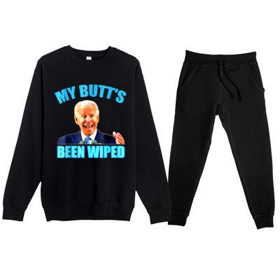 Anti Biden Gaffe My Butts Been Wiped Support Trump Election Premium Crewneck Sweatsuit Set