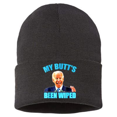 Anti Biden Gaffe My Butts Been Wiped Support Trump Election Sustainable Knit Beanie