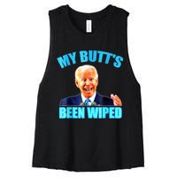 Anti Biden Gaffe My Butts Been Wiped Support Trump Election Women's Racerback Cropped Tank