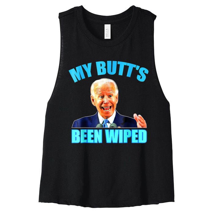 Anti Biden Gaffe My Butts Been Wiped Support Trump Election Women's Racerback Cropped Tank