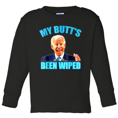 Anti Biden Gaffe My Butts Been Wiped Support Trump Election Toddler Long Sleeve Shirt