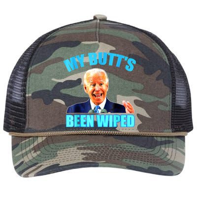 Anti Biden Gaffe My Butts Been Wiped Support Trump Election Retro Rope Trucker Hat Cap