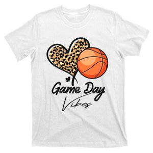 America Basketball Game Day Vibes Basketball Mom Leopard T-Shirt