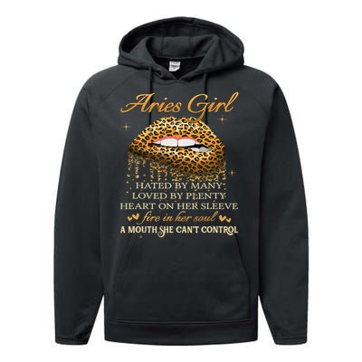 Aries Birthday Gifts Funny Leopard Sexy Lip Performance Fleece Hoodie