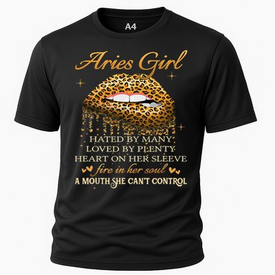 Aries Birthday Gifts Funny Leopard Sexy Lip Cooling Performance Crew T-Shirt