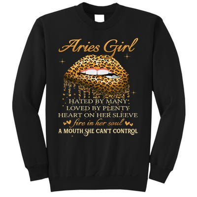 Aries Birthday Gifts Funny Leopard Sexy Lip Sweatshirt