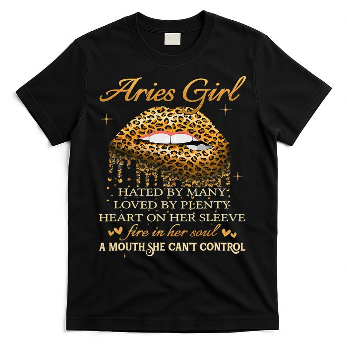 Aries Birthday Gifts Funny Leopard Sexy Lip T-Shirt