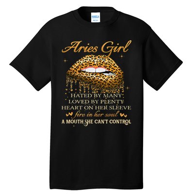 Aries Birthday Gifts Funny Leopard Sexy Lip Tall T-Shirt