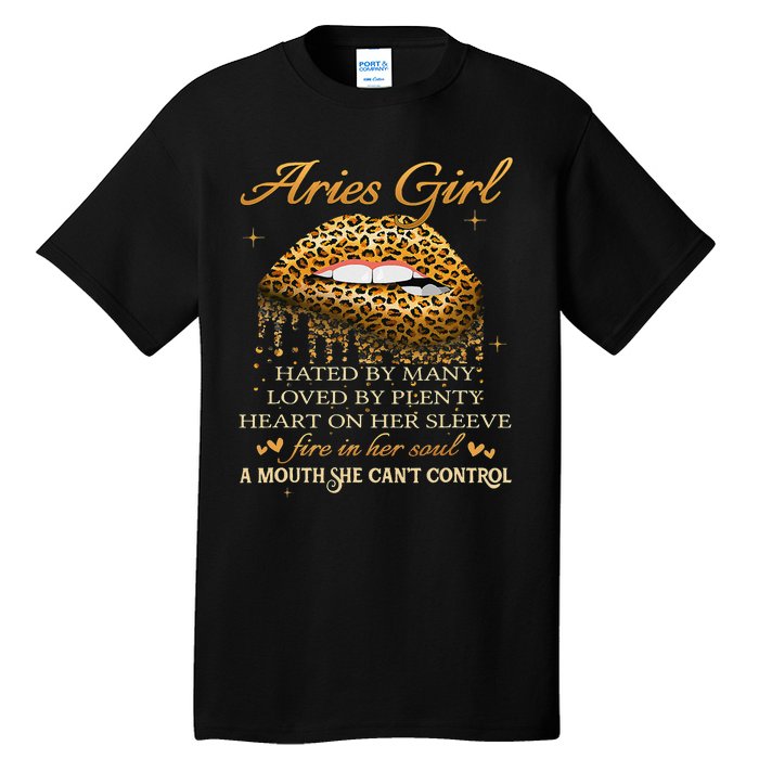 Aries Birthday Gifts Funny Leopard Sexy Lip Tall T-Shirt