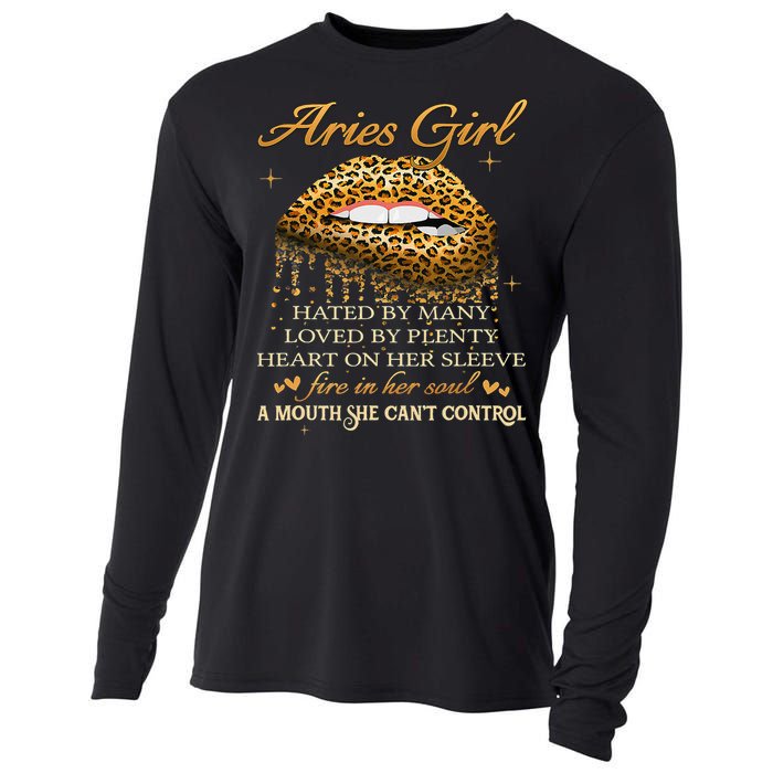 Aries Birthday Gifts Funny Leopard Sexy Lip Cooling Performance Long Sleeve Crew