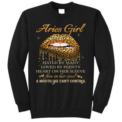 Aries Birthday Gifts Funny Leopard Sexy Lip Tall Sweatshirt