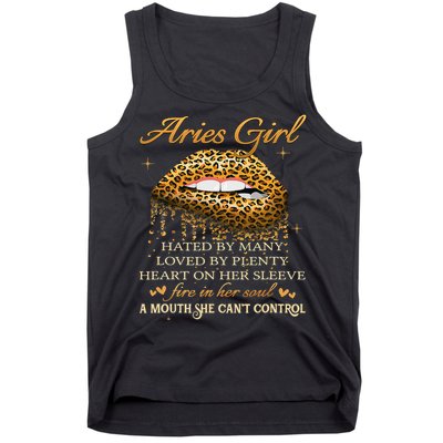 Aries Birthday Gifts Funny Leopard Sexy Lip Tank Top