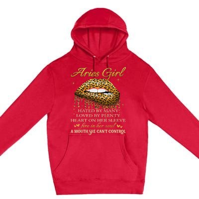 Aries Birthday Gifts Funny Leopard Sexy Lip Premium Pullover Hoodie