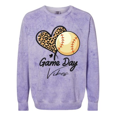 America Baseball Game Day Vibes Baseball Mom Leopard Gift Colorblast Crewneck Sweatshirt