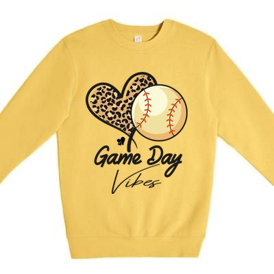 America Baseball Game Day Vibes Baseball Mom Leopard Gift Premium Crewneck Sweatshirt