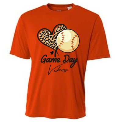 America Baseball Game Day Vibes Baseball Mom Leopard Gift Cooling Performance Crew T-Shirt