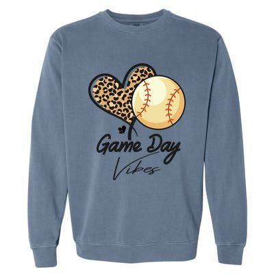 America Baseball Game Day Vibes Baseball Mom Leopard Gift Garment-Dyed Sweatshirt