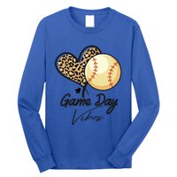 America Baseball Game Day Vibes Baseball Mom Leopard Gift Long Sleeve Shirt