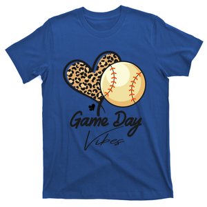 America Baseball Game Day Vibes Baseball Mom Leopard Gift T-Shirt