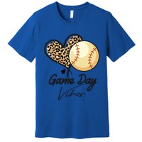 America Baseball Game Day Vibes Baseball Mom Leopard Gift Premium T-Shirt