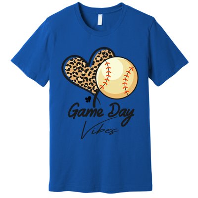 America Baseball Game Day Vibes Baseball Mom Leopard Gift Premium T-Shirt