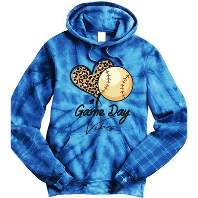 America Baseball Game Day Vibes Baseball Mom Leopard Gift Tie Dye Hoodie