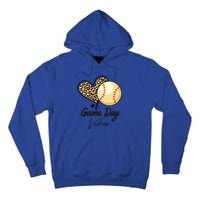 America Baseball Game Day Vibes Baseball Mom Leopard Gift Tall Hoodie