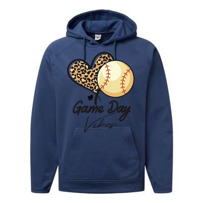 America Baseball Game Day Vibes Baseball Mom Leopard Gift Performance Fleece Hoodie