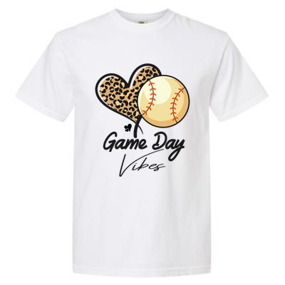 America Baseball Game Day Vibes Baseball Mom Leopard Gift Garment-Dyed Heavyweight T-Shirt