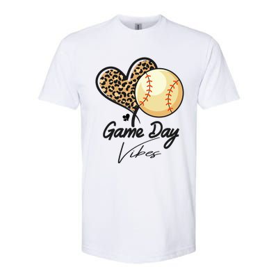 America Baseball Game Day Vibes Baseball Mom Leopard Gift Softstyle® CVC T-Shirt