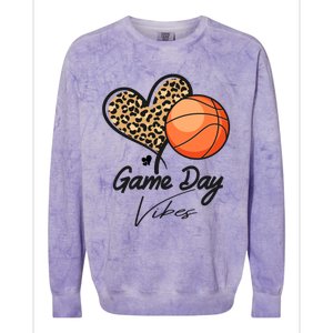 America Basketball Game Day Vibes Basketball Mom Leopard Gift Colorblast Crewneck Sweatshirt