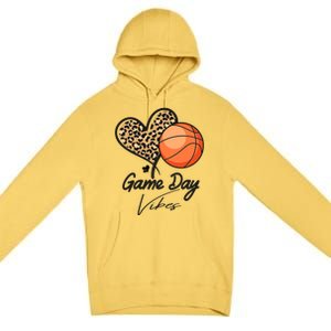 America Basketball Game Day Vibes Basketball Mom Leopard Gift Premium Pullover Hoodie