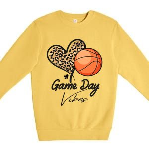 America Basketball Game Day Vibes Basketball Mom Leopard Gift Premium Crewneck Sweatshirt